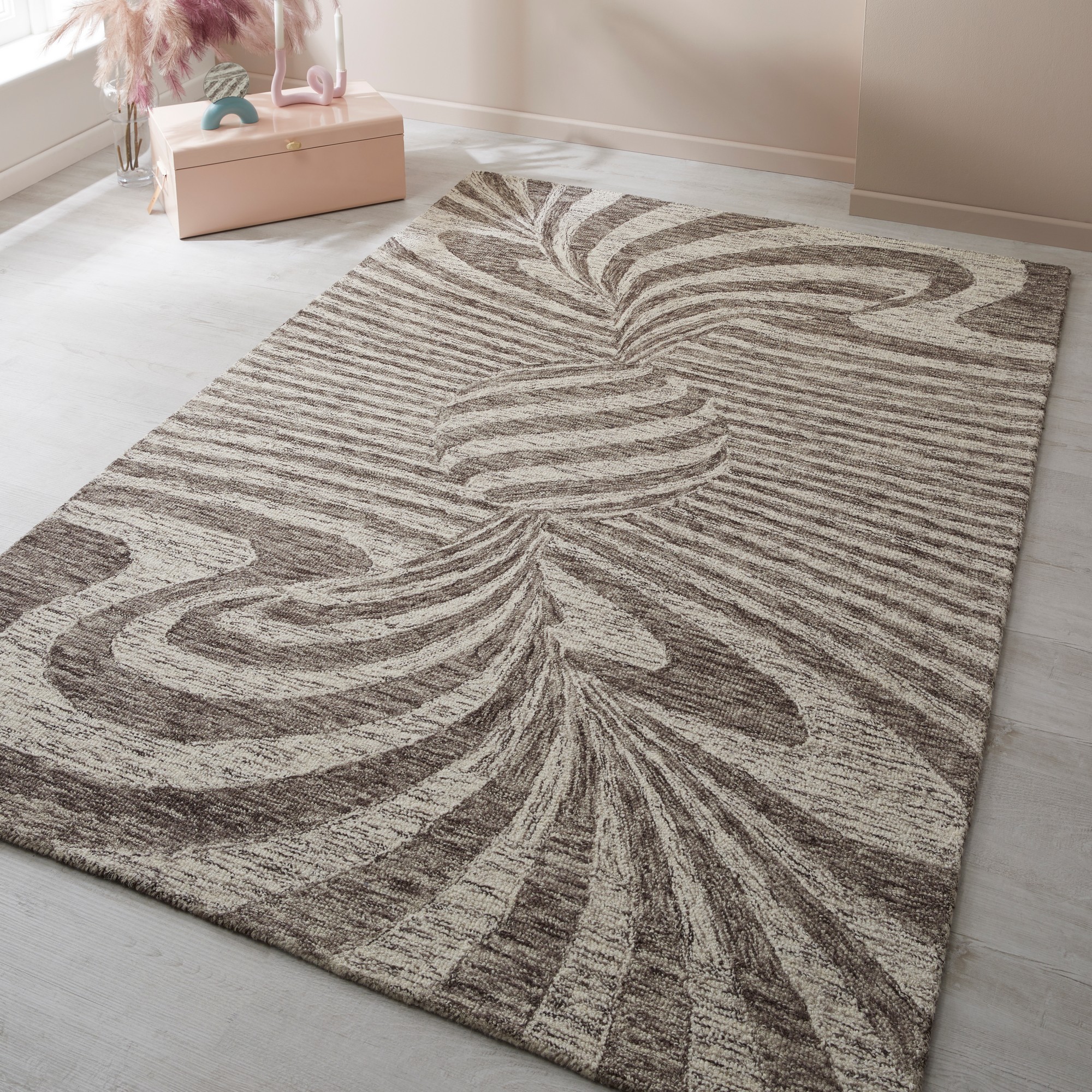 Elements Abstract Cycle Wool Rug In Brown